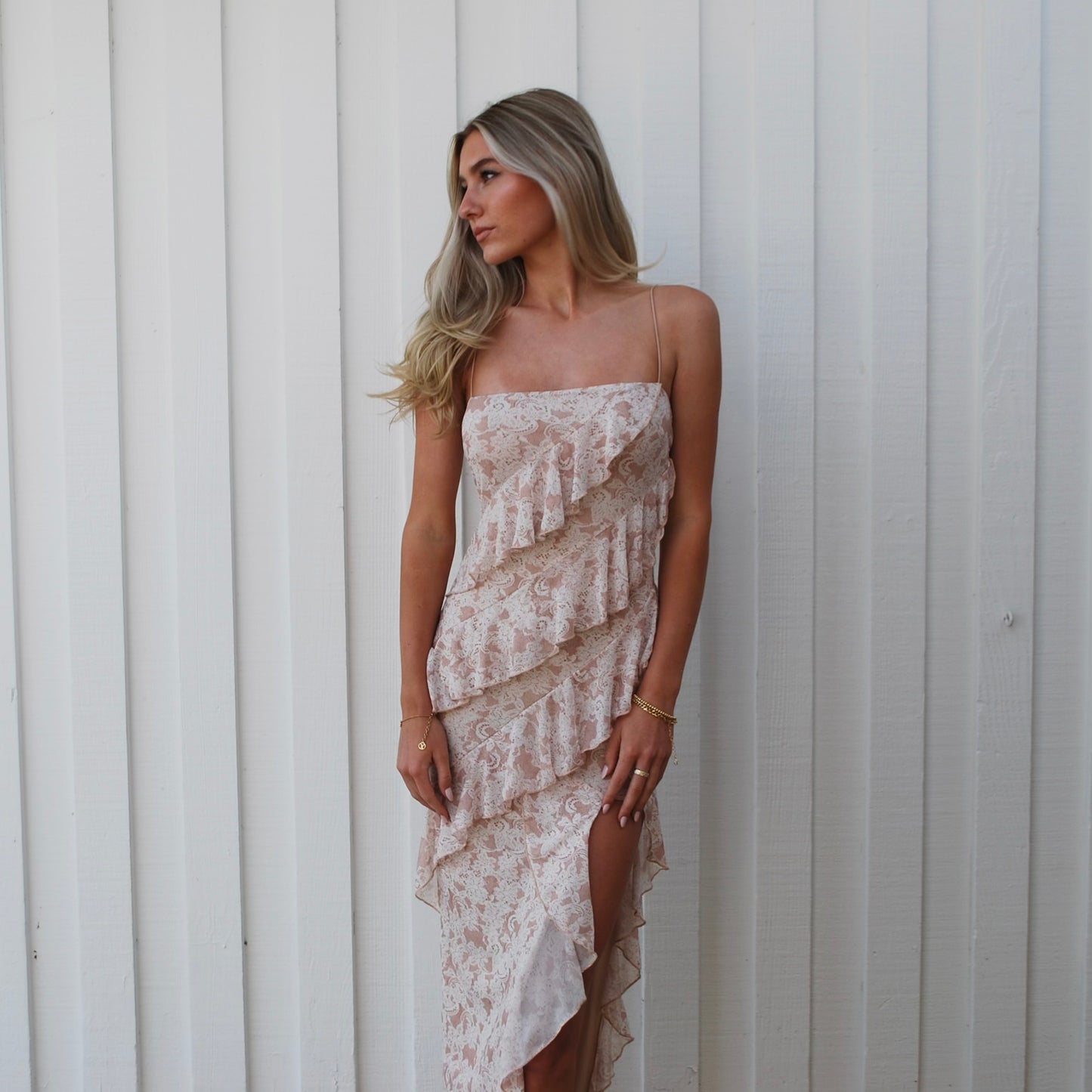 Floral Print Ruffle Maxi Dress