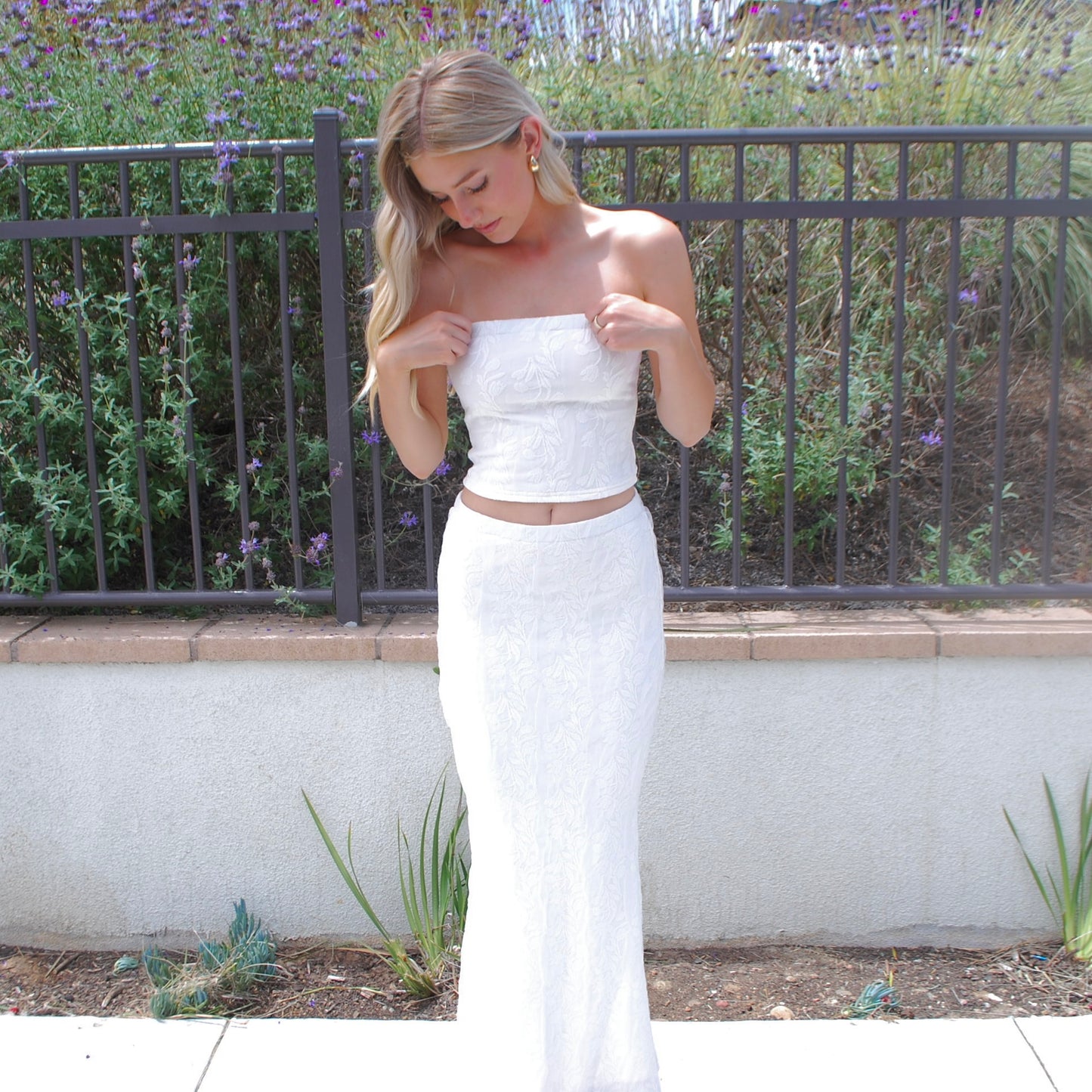 Textured Tube Top and Maxi Skirt Set