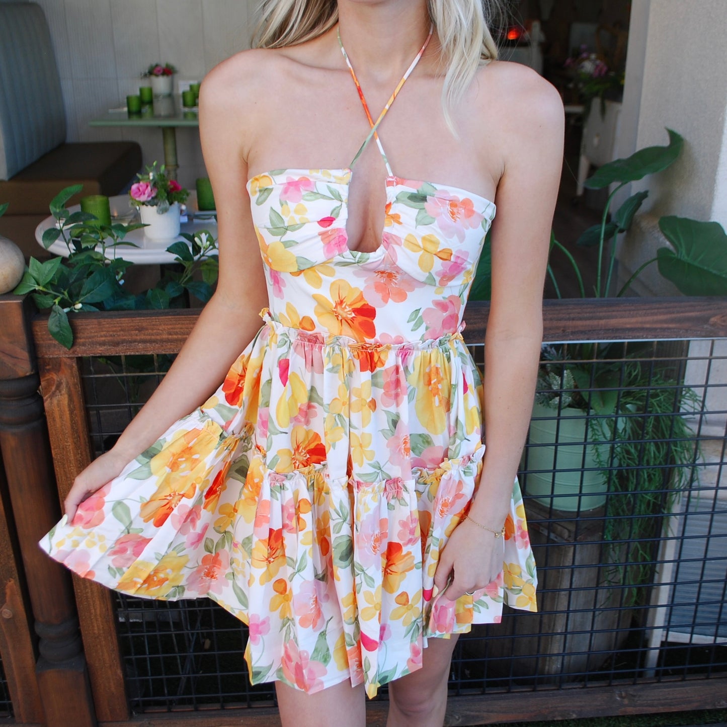 Floral Halterneck Mini Dress