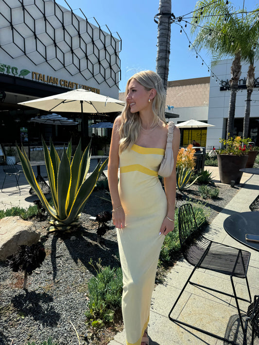 Yellow Sweetheart Neck Maxi Dress